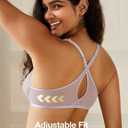 Deyllo Women's Front Closure Plunge Underwire Bra Mesh Unlined Racerback Bra for Everyday Wear (Purple)