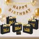 Epoesch 5 Senses Gift Bags for Him With Labels And Tissue Paper,12.6"X8.7"X4" Sight Smell Touch Taste Sound Black Medium Size Gift Bag for Men, Birthday, Anniversary, Wedding, Valentine'S Day