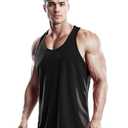 DRSKIN Men's 2 Pack Tank Tops Sleeveless Shirts Y-Back Muscle Mesh Gym Training Athletic Workout Dry Fit, Large