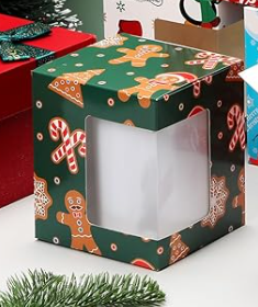 Harloon Christmas Gift Boxes for Sublimation Mugs Transparent Mug Boxes Wine Glass Gift Packaging Box for Blanks Sublimation Coffee Mugs