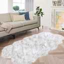 White and Grey 4X6 Faux Sheepskin Shag Fur Runner Rugs for Living Room Bedroom Fluffy Washable Furry Area Rug Nursery Teen Room Dcor