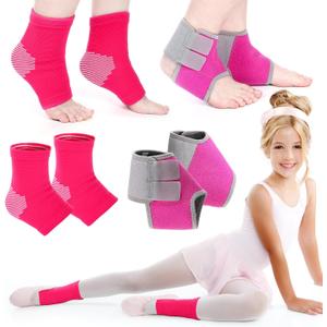 Tarpop 2 Pairs Kids Ankle Brace Set Foot Support Stabilizer Wraps Protector Guard Knitted Ankle Sleeve Sock Support Compression Socks for Injury Prevention (Pink,Large)