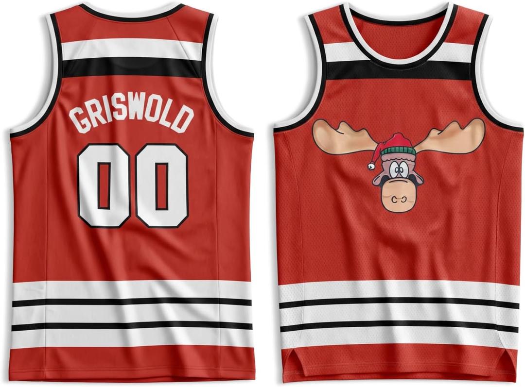 Griswold Moose Youth Clark #00 Basketball Jersey  X-Mas Vacation Stitched Letters & Numbers, Fan Apparel, Kids S to XL (L)