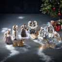 Set of 11 Nativity Set Figurines Resin Stone Statue Catholic Gift Holy Family Christmas Decoration Nativity Scene Figures Set Collectibles Countertop Decorative Crafts