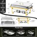 9Qt Chafing Dishes for Buffet, Gold 304 Stainless Steel Chafing Dish Sets, Food Warmers for Parties, Buffet Servers and Warmers, Warming Trays for Buffets Party, Multiple Size Food Pans, 4 Pack