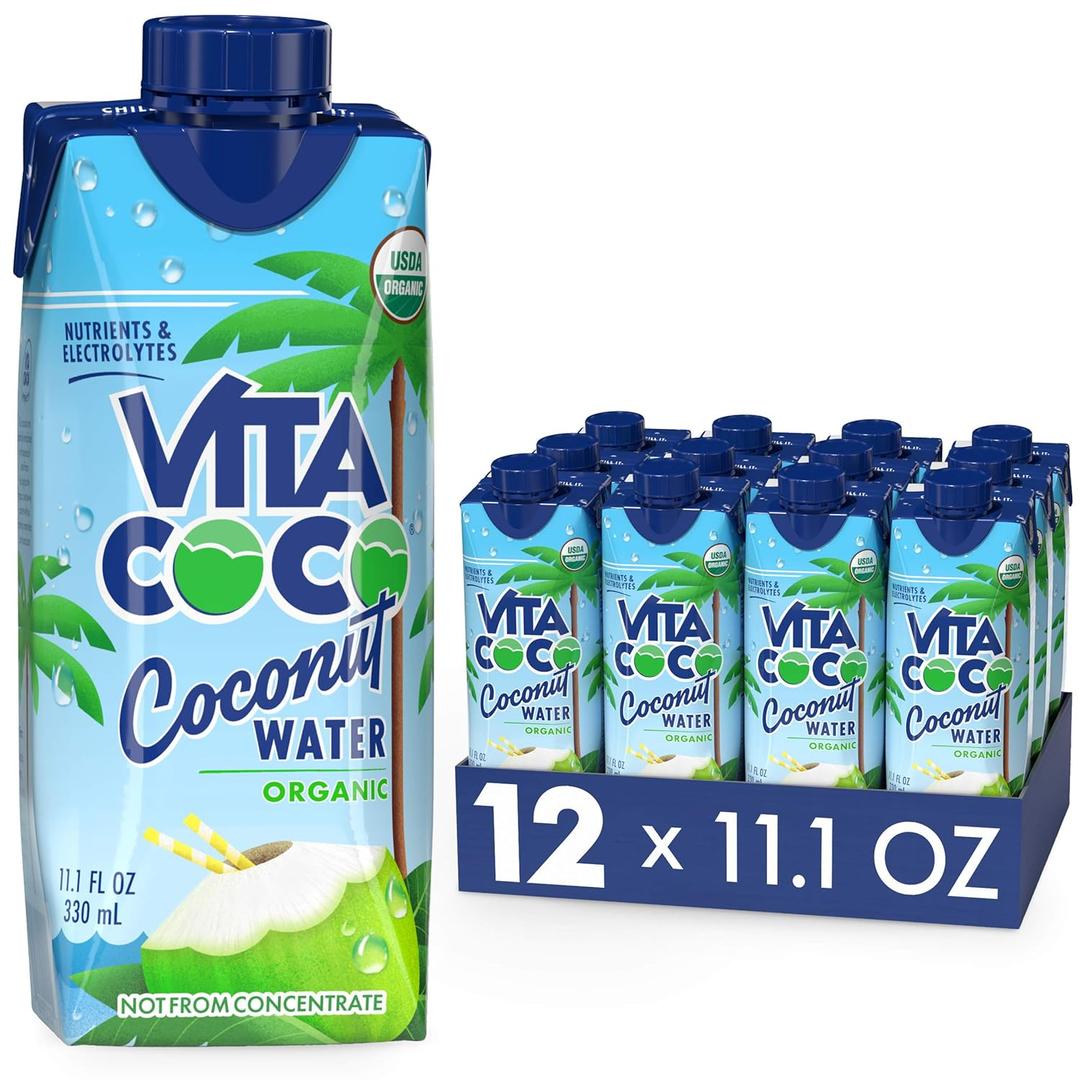 Vita Coco Coconut Water, Pure Organic | Refreshing Coconut Taste | Natural Electrolytes | Vital Nutrients | 11.1 Oz (Pack Of 12) (EXP 07/07/25)