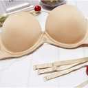 Plusexy Women's Push Up Strapless Bra Thick Padded Underwire Convertible Multiway Bras (Beige), 42B