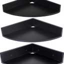 Demigo Corner Shelf Wall Mount Set of 3, Solid Acacia Wood Round Floating Corner Shelves for Storage and Display, Hanging Wood Shelves for Bedroom, Kitchen, Living Room, Bathroom (Black)
