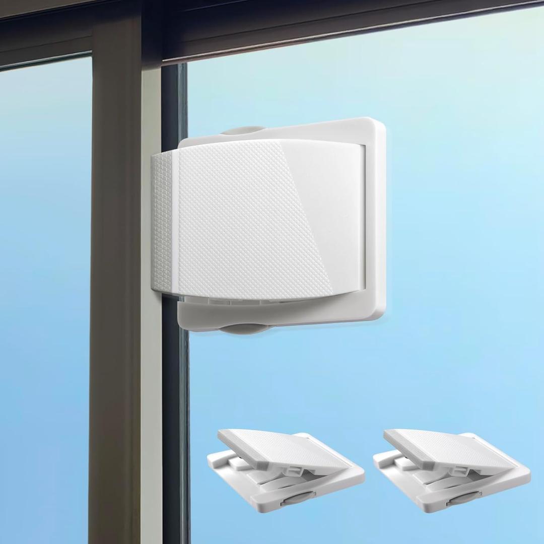 Sliding Door Lock, 2 Pack Child Safety Sliding Glass Door Lock for Sliding Glass Doors, Sliding Windows, Sliding Closet, etc. Easy to Installation Provides More Security for Your Baby and Pets (Gray)