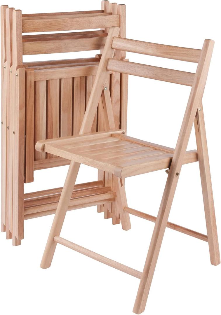 Winsome Robin Folding Chair Set of 4 in Natural, Convenient & Lightweight Portable Kitchen & Dining Chairs for Small Homes & Apartments, Indoor & Outdoor Foldable Seating (17.64W x 19.8D x 32.68H In)