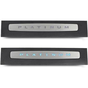 PIT66 LED Illuminated Platinum Door Sill Plate Set Compatible with Ford F250 F350 F450 F550 Super Duty Crew Cab Only 2017-2022 HC3Z-2613208-AA HC3Z-2613209-AA
