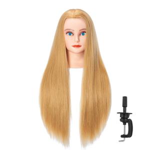 26-28'' Mannequin Head Synthetic Fiber Hair Styling Training Head Dolls for Cosmetology Manikin Maniquins Practice Head with Stand (6611W2720)
