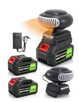 GSQQTE Battery Powered Heater Cordless, Portable Heater Car Window Defroster with Two 3000mAh Rechargeable Battery Operated Heaters with Anti Tilt Design for Indoors/Cars/Camping (60 Minutes Life)