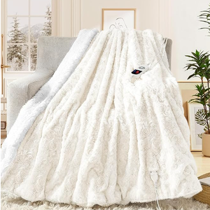 MAXEVE Heated Blanket Electric Throw 50"x60" Faux Rabbit Fur Blankets with 6 Heating Sets & 12 Hours Auto Off, Warm Gifts for Grandma Wife, ETL Certification (Pink)