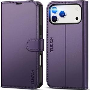 TUCCH Case Wallet for iPhone 17 Pro Max (6.9") 2025, Stand | RFID Blocking | 4 Card Holder | TPU Shockproof Inner Shell | PU Leather | Magnetic Closure Folio Protective Cover | Deep Purple