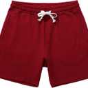 AMY COULEE Mens Athletic Workout Shorts 5.5" Cotton Casual Shorts Elastic Waist Joggers Sports SweatShorts (Large, Burgundy)