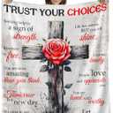 Get Well Gifts for Women, Extra Large Inspirational Gifts Trust Your Choices Blanket, Supportive Plush Throw with Rose & Elegant Motif, Spiritual Self Care Package for Mom Sister Friend, 50"x70" (White)