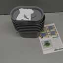 Oliz Windowsill Herb Garden Planter with Tray, Set of 6 Grey Oval Farmhouse Garden Pots for Indoor/Outdoor Plants (No Seeds) (Gray)