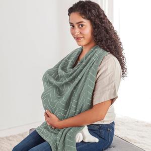 Itzy Ritzy Breastfeeding Boss Multi-Use Cover A Nursing Cover, Swaddle, Car Seat Wrap, Tummy Time Mat & Burp Cloth All in One Made of Soft Muslin Fabric & Measures 47 x 47 (Sage Mudcloth)