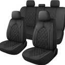 YGL Luxury PU Leather Car Seat Covers Full Set, Non-Slip Seat Cover Protectors, Universal Fit for Cars, Trucks, SUVs, Vans, Pickups, Airbag Compatible, Seat Covers for Car Interior (Black)