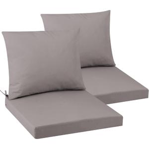 Outdoor Seat Cushion Set 24 x 24 In, Water-Resistant & Fade-Resistan, Patio Furniture Cushions with Removable Cover Deep Seat & Back Cushion with Handle and Adjustable Straps for Chair Sofa,2PC