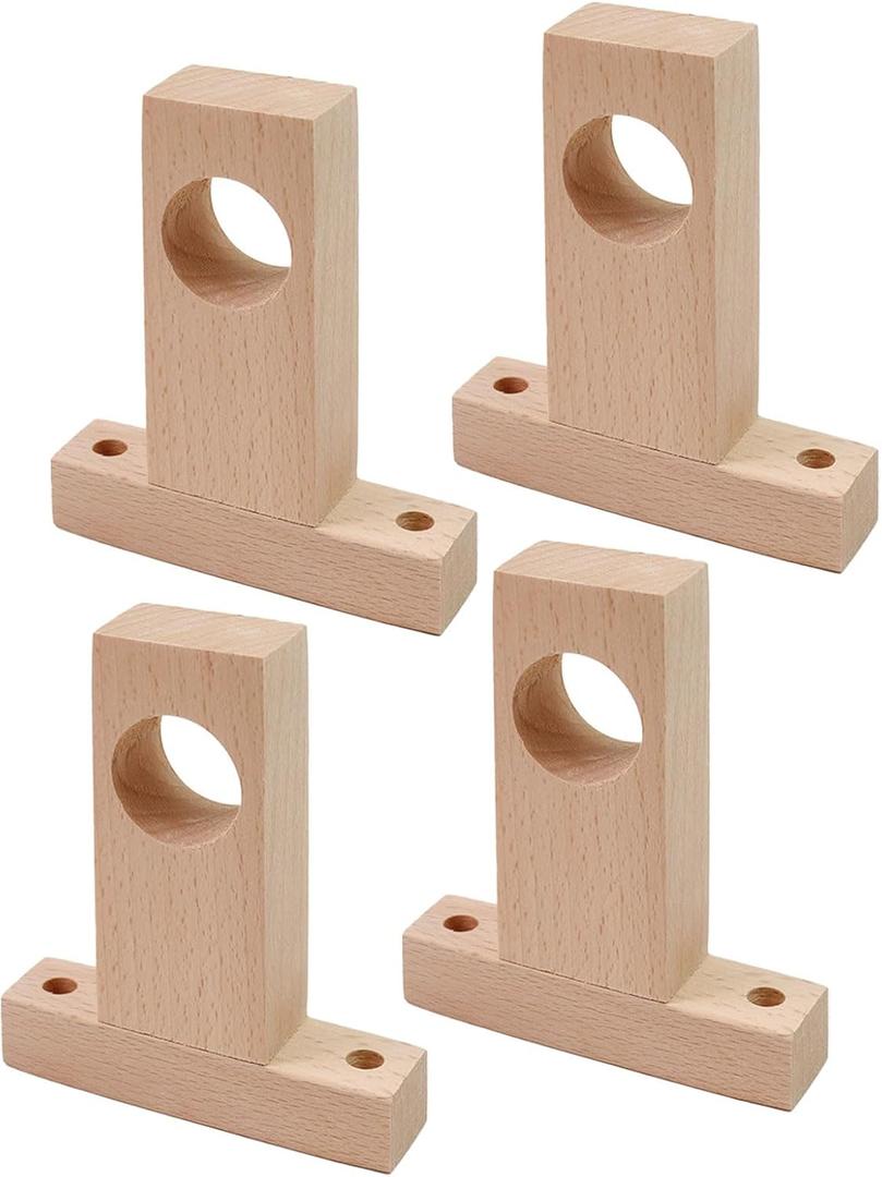 Antrader Curtain Rod Holders,4Pcs Wood Curtain Rod Holder Unfinished Wooden Curtain Rod Holder Brackets, Inner Hole Diameter 32mm/1.25"