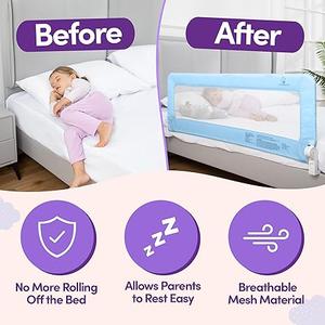 ComfyBumpy 1-Pack Bed Rail for Toddlers 55.5" L x 19.5" H | Toddler Bed Rails for Twin, Full, Queen & King Mattress Size | Swing Down Rail Guard | Mattress Side Rail for Kids | Blue