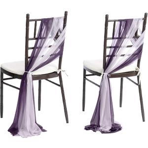 Ling's moment Wedding Chair Sashes Cover Aisle Decorations Draping Fabric Wrinkle-Free with Tie 16pcs Purple Pale Lavender for Party Ceremony Reception Floral Arrangement Banquet Outdoor Decor