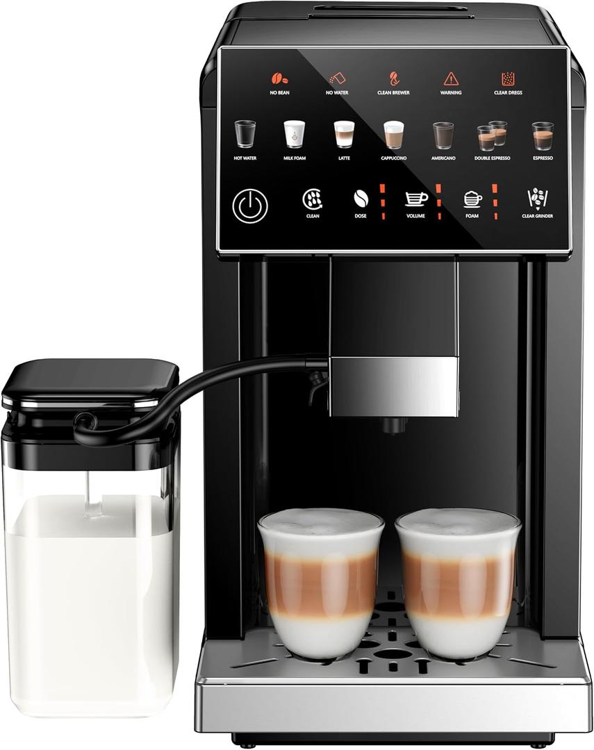 Milk Frother20 Bar Pressure, 15 Grind Settings, Touch Screen Control and Self-Cleaning Function for Espresso, Latte and Cappuccino missing pieces