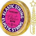 FANDAMEI 1.2mm Metallic Elastic String, Gold Stretch Cord for Craft Gift Jewelry Making, Elastic Cords Ribbon for Hair Braids, Elastic String for Bracelets, Beading Cord Stretchy Christmas Crafts DIY
