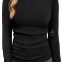 WIHOLL Long Sleeve Shirts for Women Fall Fashion Thermal Shirts Rib Knit Winter Clothing Warm Undershirts Basic T-Shirts, S