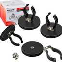 MUTUACTOR 4PCS Universal Magnetic Hooks,Anti-Slip Magnetic Mount Heavy Duty Hooks for Flashlight Holder,Large Opening Durable Magnets Flexible Clamps for Garage Organize Garden Workshop Tools Storage