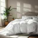 Serta Goose Feather Down Fiber Comforter Queen Size - 100% Cotton Cover Duvet Insert - Hotel Luxury Hypoallergenic Bedding Comforter All Season Medium Warmth 90 x 90 Inch White