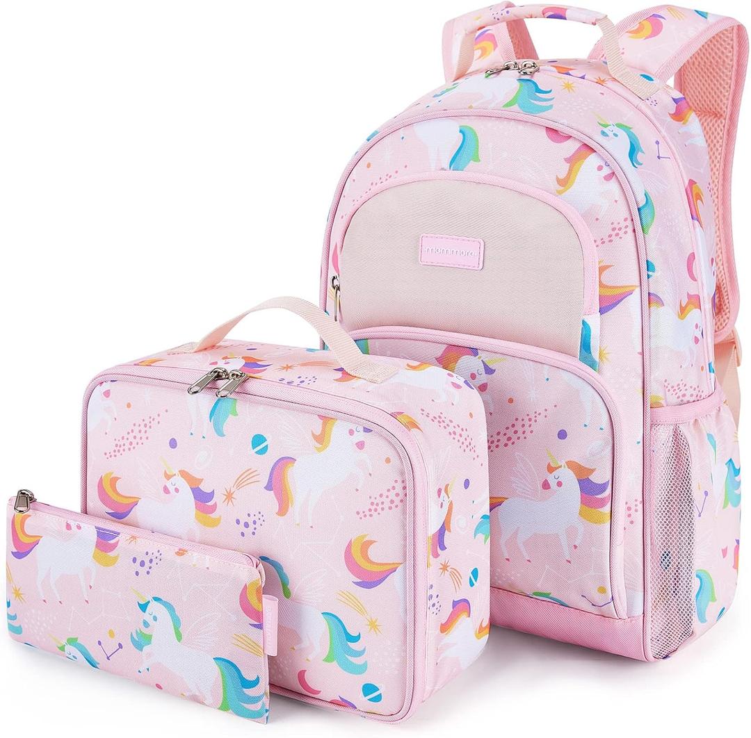 mommore Kids Backpack for Boys Girls Preschool Kindergarten Backpacks Lightweight Elementary School Bookbag with Lunch Box (Unicorn) (Backpack Only)