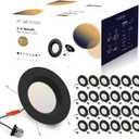 24 Pack 5/6 Inch Black LED Can Lights Retrofit Recessed Lighting, 5CCT 6 Inch Recessed Lights Selectable 2700K-6000K Dimmable, 12W=75W, 1200LM Downlight with Metal Smooth Trim-ETL and Energy Star