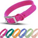 Wisedog Waterproof Dog Collar: Multiple Adjust 7" to 23.6", Soft Rubber Coated Webbing, Easy to Clean, for Small Medium Large Dogs (XL|18"-23.6"  1 in, Rose Violet)