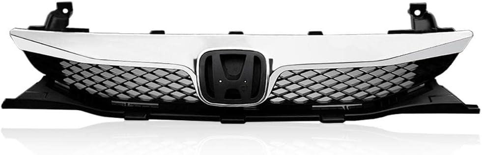 G-PLUS Front Bumper Upper Grille Compatible with Hon.da Civic Sedan 2009 2010 2011 Chrome Grill Replace for HO1200198 71121SNAA50