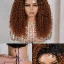 T1B/30 Ombre Brown Kinky Curly Half Wig | 10" Human Hair Drawstring | Flip Over Glueless Install | Seamless 4C Hairline | Wear & Go | Gym-Proof | No Gel