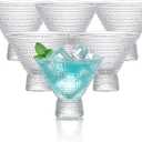 Megarte Stemless Vintage Martini Glasses 8Oz Set Of 6 Cute Vintage Cocktail Cups With Hobnail Design, Stemless Margarita And Champagne Glasses For Parties, Home Entertaining, Bar Gifts, Clear