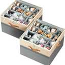 Shoe Organizer for Closet, 2 Pack Foldable Shoe Storage Organizer Box Bin with Adjustable Dividers and Clear Cover, Fits up to 16-32 Pairs（Grey&Beige）