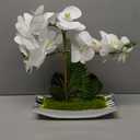 Briful Orchids Artificial Flowers 15" White Phalaenopsis Orchid with Silver Pots Real Touch Faux Orchid Plant for Home Office Living Room Table Decoration (White#2)