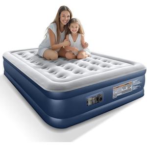 Queen Air Mattress with Built in Pump,18" Raised Blow up Air Bed,3 Mins Quick Self-Inflation/Deflation,660lbs Max, Strong Support,Foldable Inflatable Mattress for Camping/Home/Guests/Travel