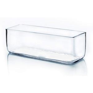 WGV Rectangle Block Glass Vase, Width 4", Length 12", Height 4", Clear Long Floral Container, Candle Holder for Home Office Wedding Decor, 1 Piece