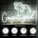Threan 2026 Congrats Grad Neon Sign Large 20.8 x 12.9 Inch LED Congrats Letter Light up Grad Prom Sign Background Wall Decor for Class of 2026 College High School Graduation Decoration(Cool White)