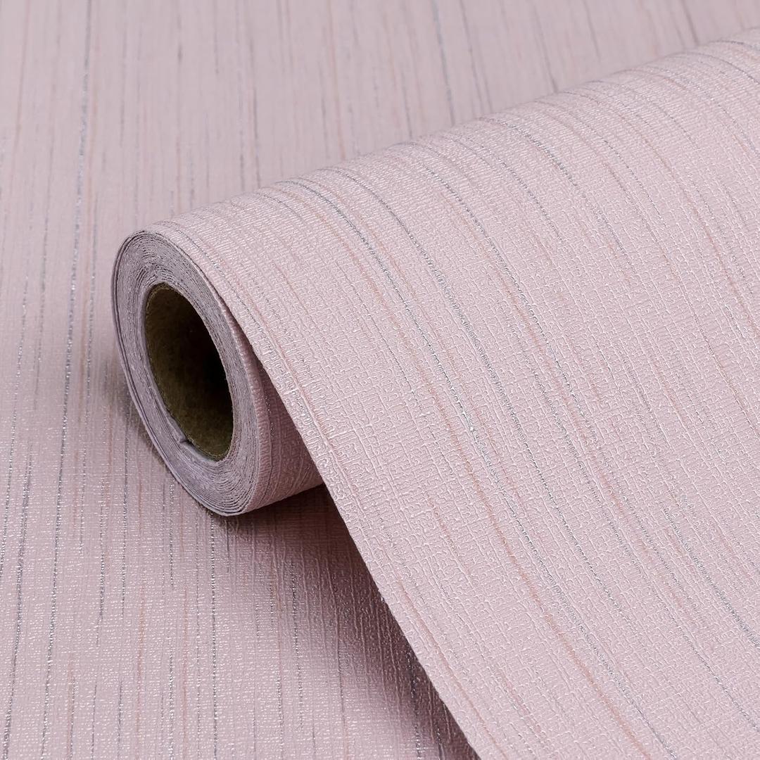 Pink Grasscloth Peel and Stick Wallpaper Texture Contact Paper A Set of 15.7" X 480" Self-Adhesive Linen Removable Wallpaper Cabinets Counter Top Liners