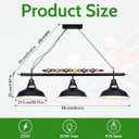 3 Lights Adjustable Pool Table Light for 7'-8' Billiard Tables, Hanging Pool Table Lighting Fixture, Billiard Pendant Lamp with Metal Shades & Billiard Balls Decor, Bulb Not Included