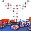 2 x 6 Pack Patriotic Star Streamers Garland Red White Blue Bunting Banner Paper Hanging Decorations for 4th of July American Independence Day Labor Day Holiday Memorial Day Party Supplies (50 Feet)