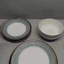 Melamine Dinnerware Sets,12pcs Plates and Bowls Sets, Melamine Dishes Set for 4, Unbreakable,Dishwasher Safe, BPA Free,Great for Indoor Use,Camping, BBQ,RV, Party,Rustic Style (Teal)