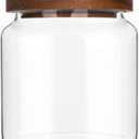 Glass Jar with Lid, 17.6 FL oz Airtight Glass Storage Jar Glass Food Storage Containers for Kitchen Counter, Pantry, Decorative Jar for Coffee, Sugar, Candy Cute (Wooden 17.6 FL OZ)
