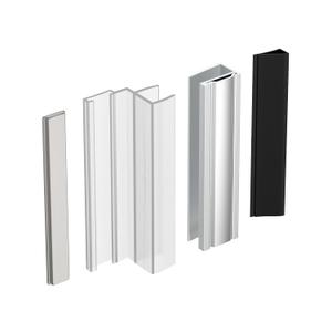 3" Clear Polycarbonate U-Channel with Magnet for 3/8" Frameless Glass Shower Door,U Channel Door Frame with Metal Strike for 1/8" 5/32" 3/16" and 1/4" Thick Swing Glass Shower Doors